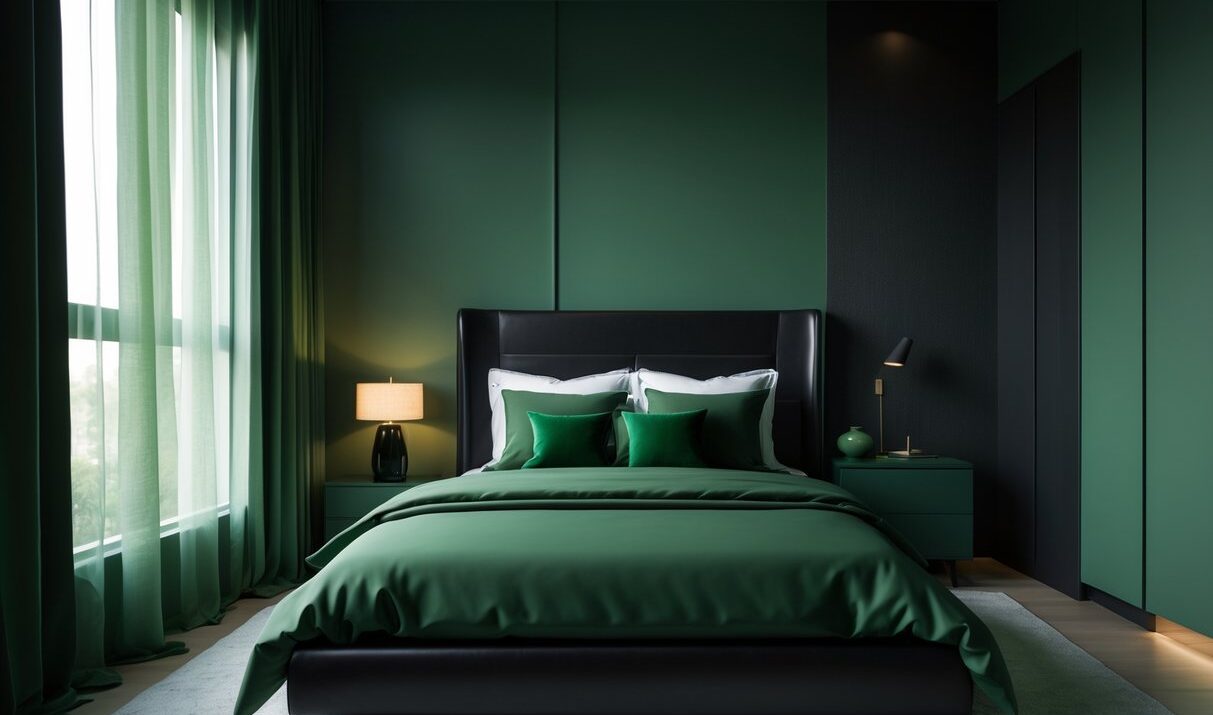 Black and Dark Green Bedroom Ideas