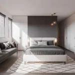 bed and couch in one room