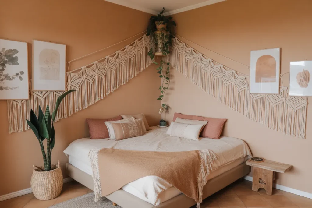 bed in corner of room