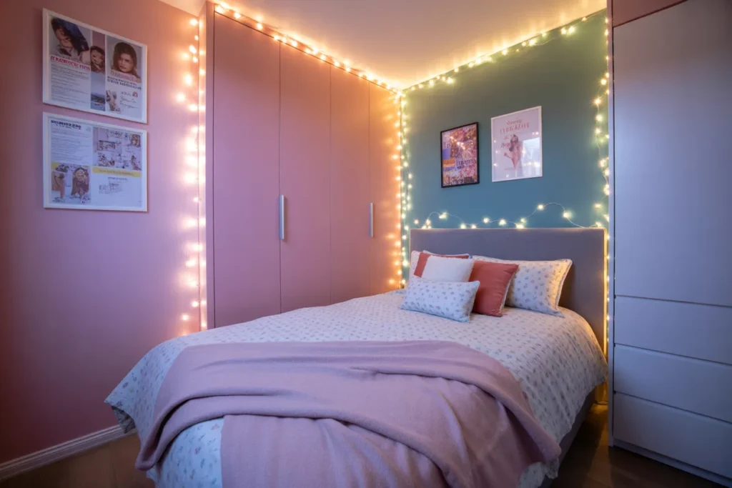 bed in corner of room