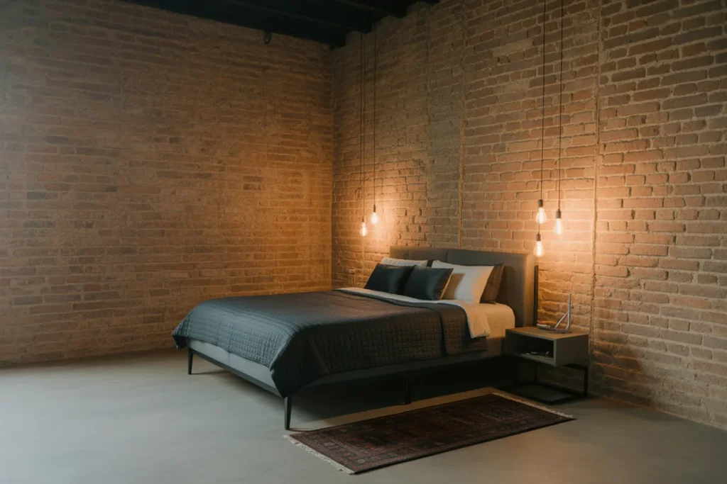 bed in corner of room
