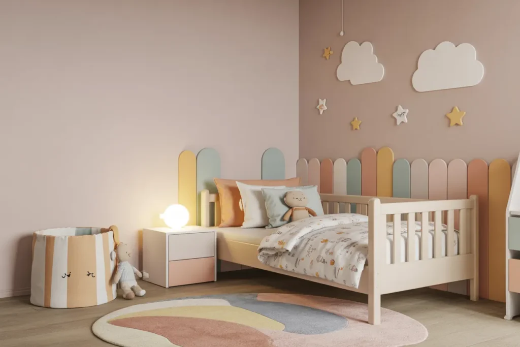 bed in corner of room