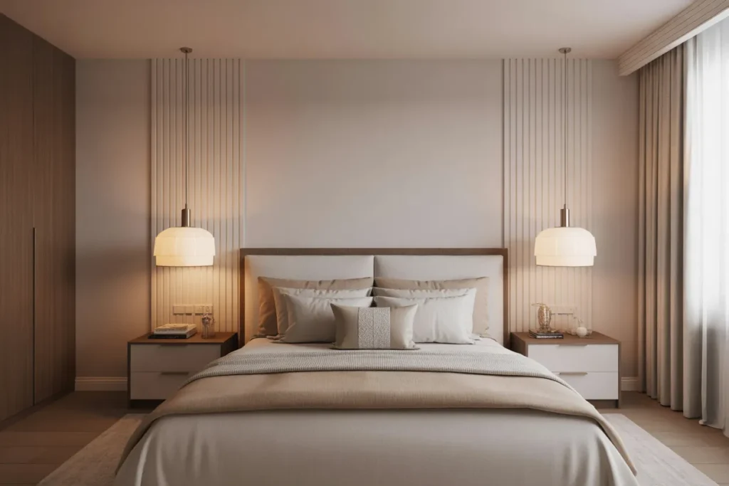 bed in middle of room