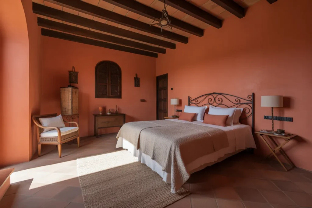 bed in middle of room