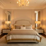 bed in middle of room