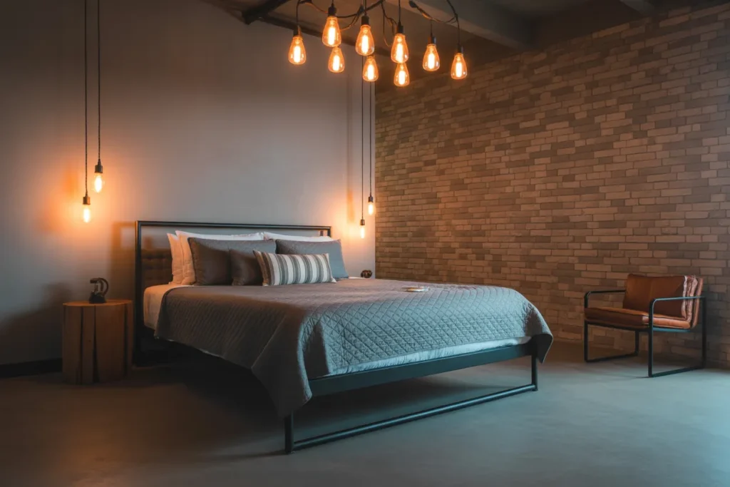bed in middle of room