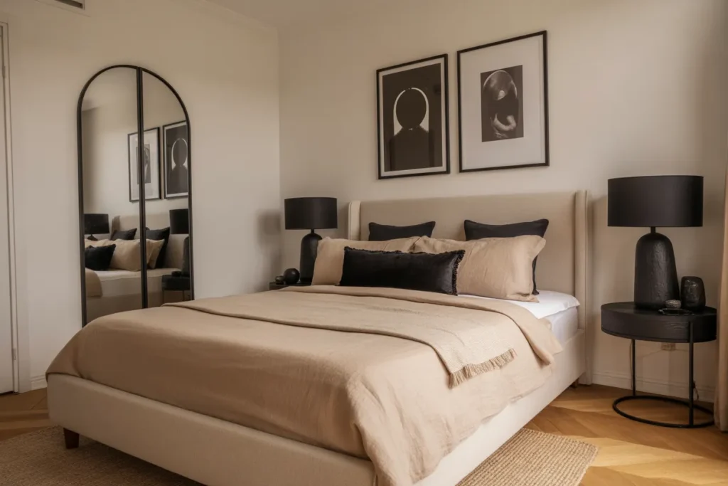 beige bed frame room ideas