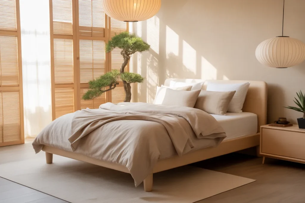beige bed frame room ideas