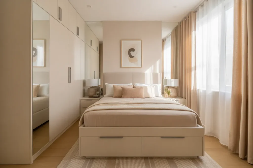 beige bed frame room ideas