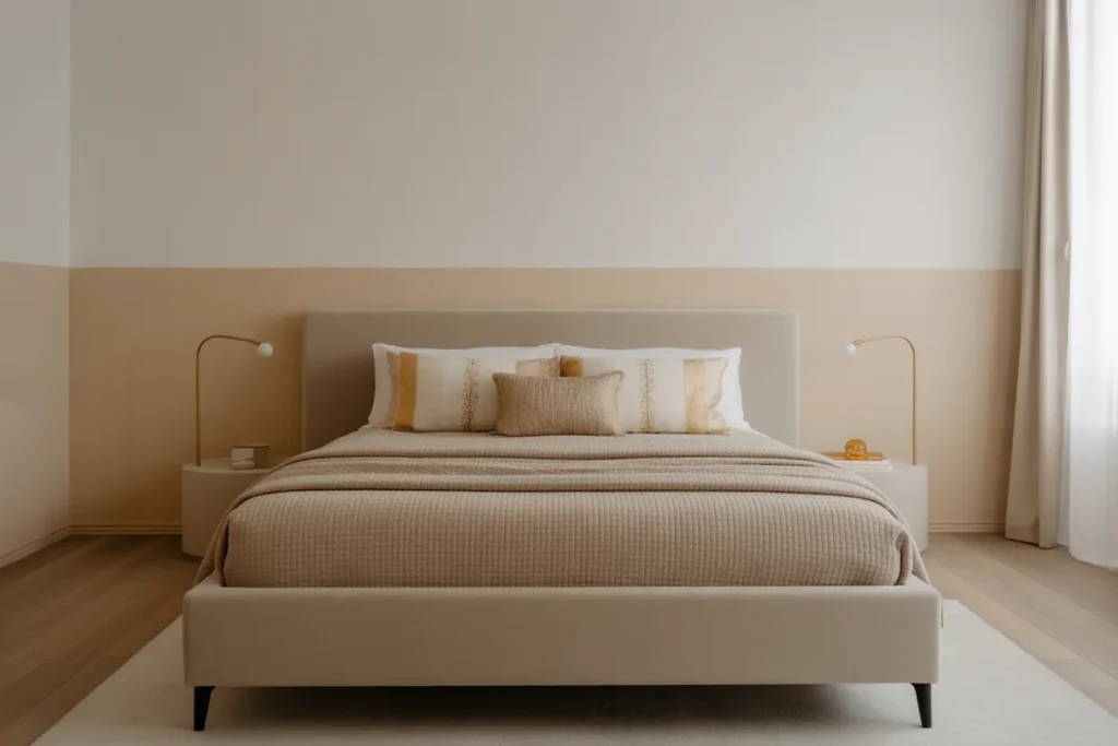 beige bed frame room ideas