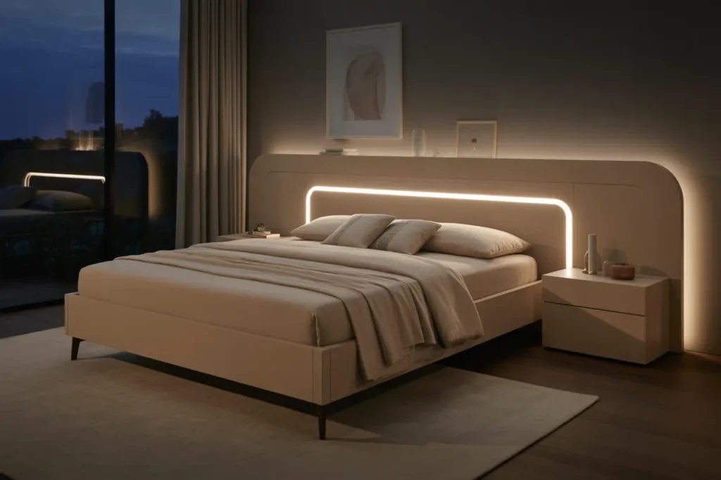 beige bed frame room ideas