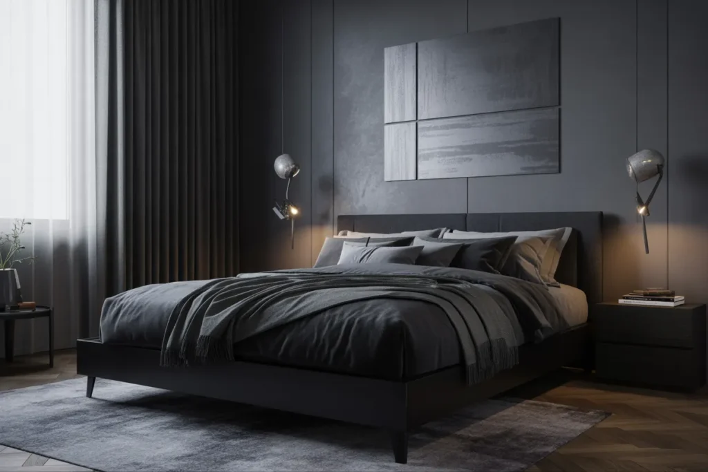 black bed frame room ideas