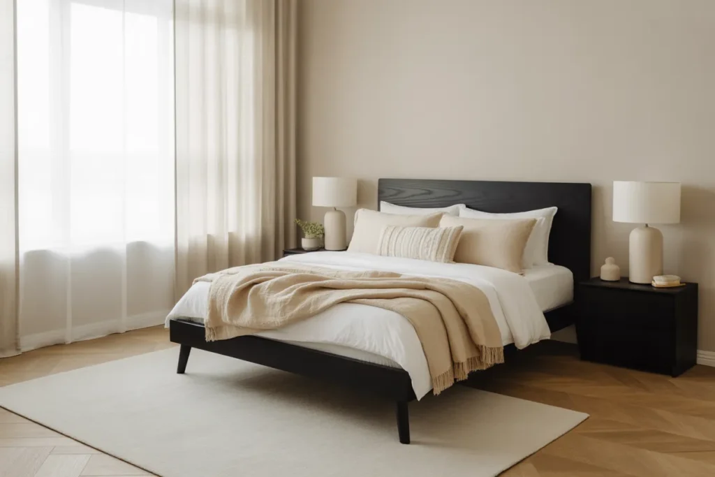 black bed frame room ideas