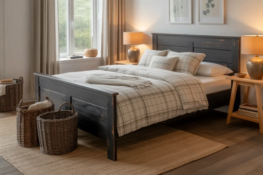 black bed frame room ideas