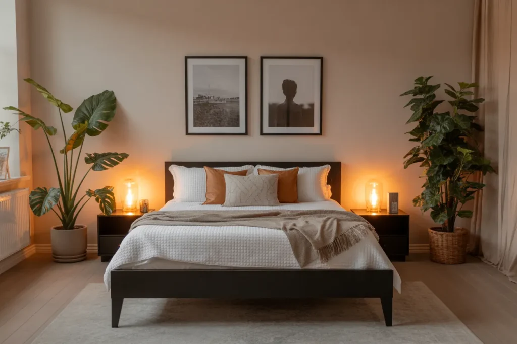 black bed frame room ideas