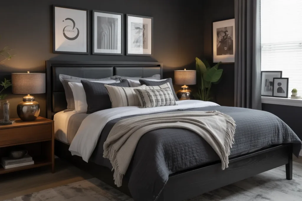 black bed frame room ideas