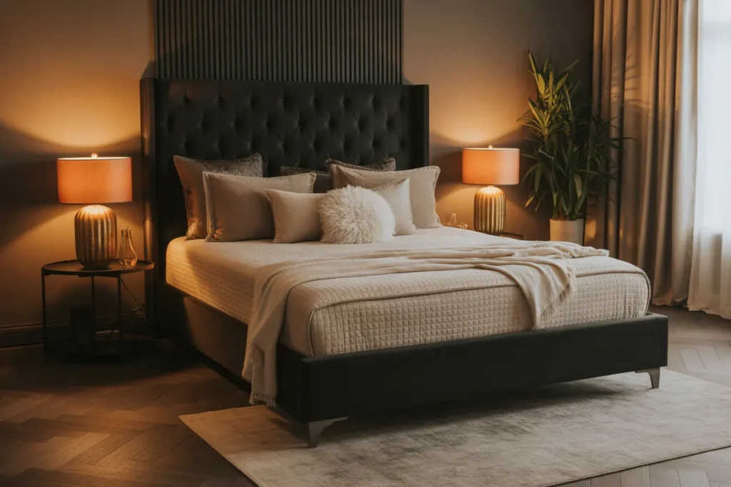 black bed frame room ideas