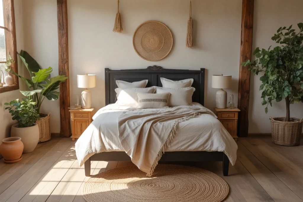 black bed frame room ideas