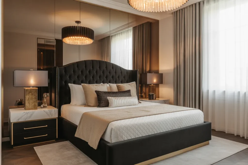 black bed frame room ideas