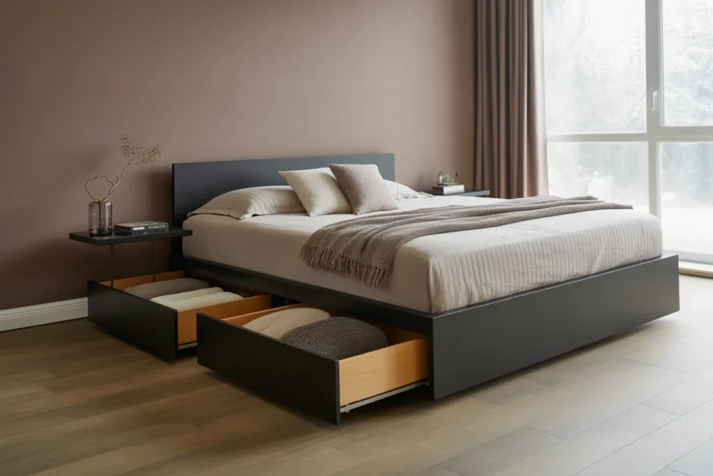 black bed frame room ideas