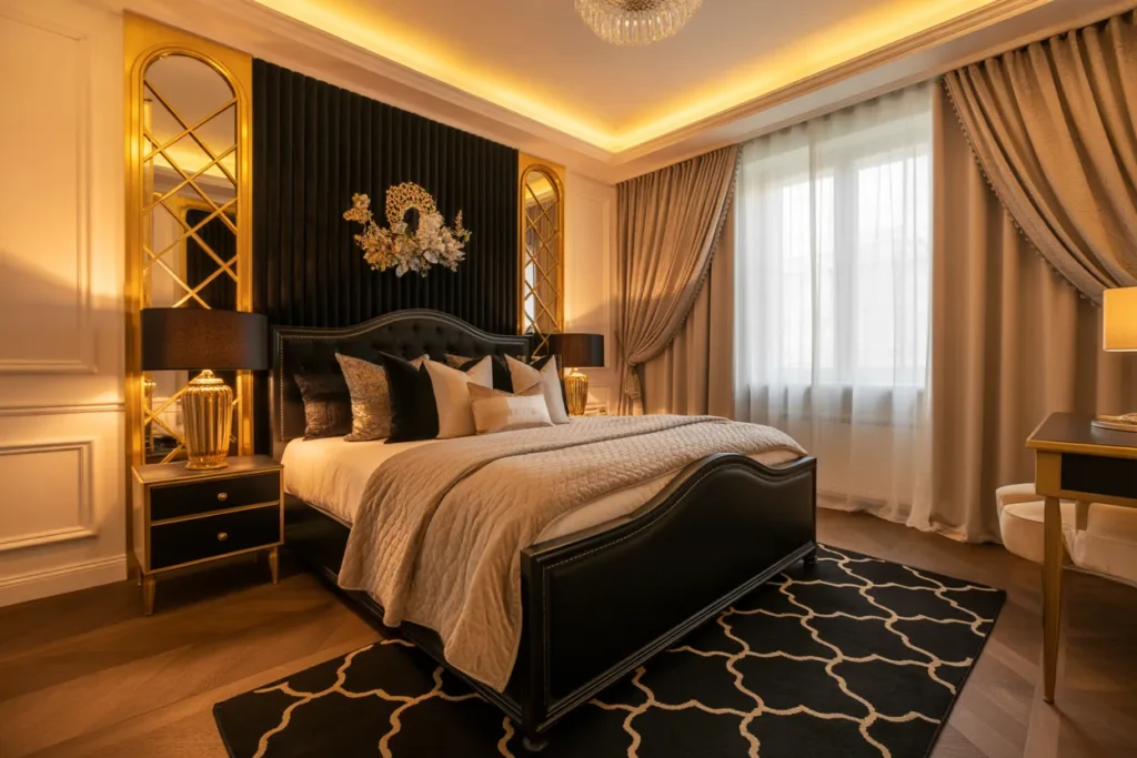 black bed frame room ideas