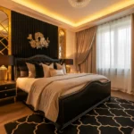 black bed frame room ideas