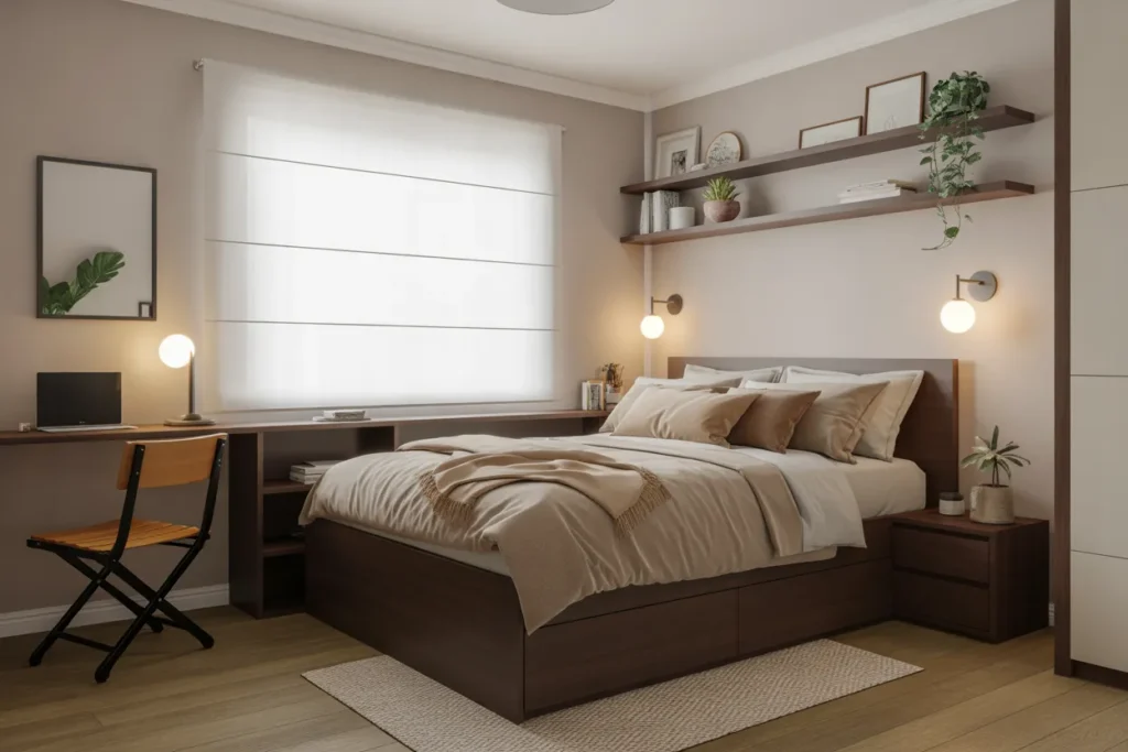 dark wood bed frame room ideas