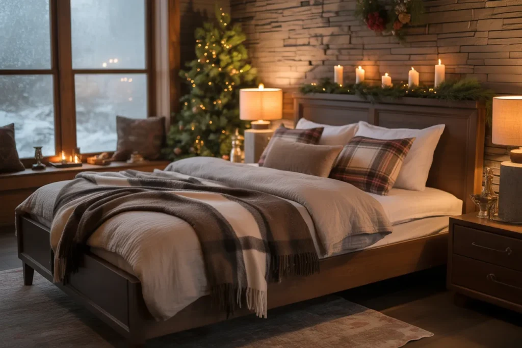 dark wood bed frame room ideas