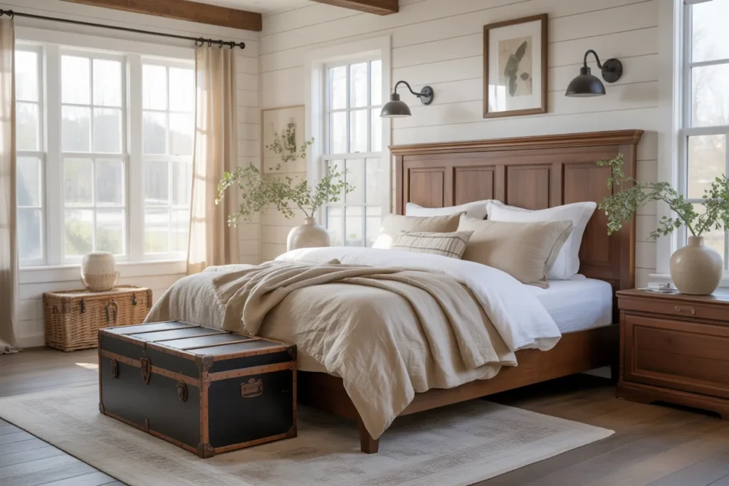 dark wood bed frame room ideas