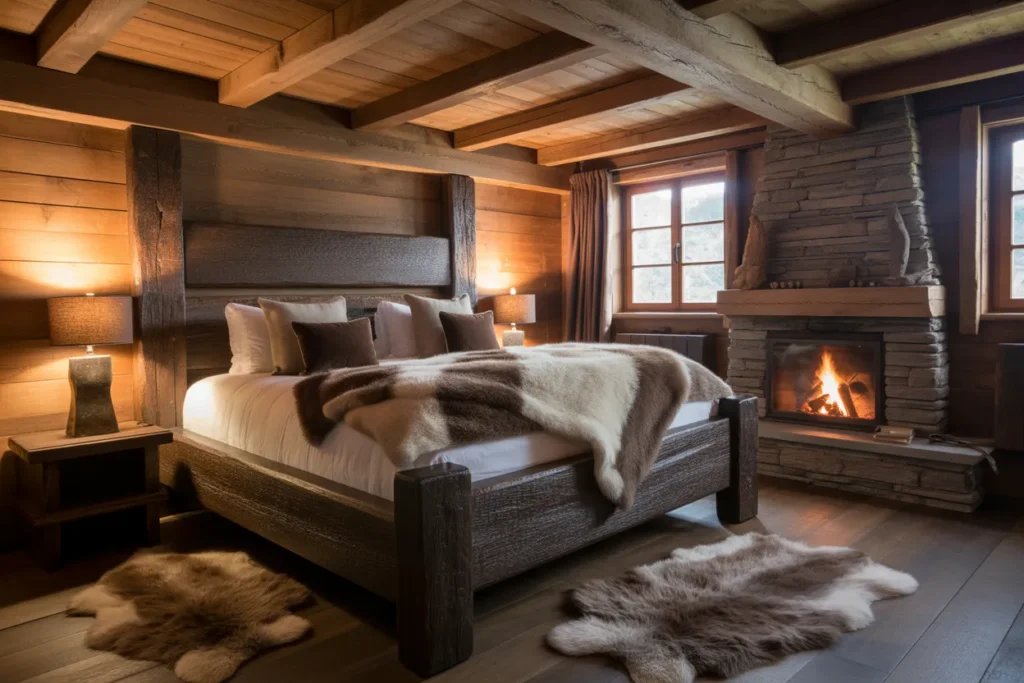 dark wood bed frame room ideas