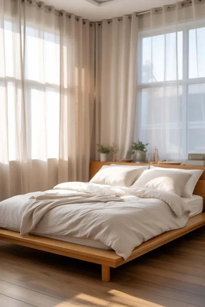 full size bed in small room