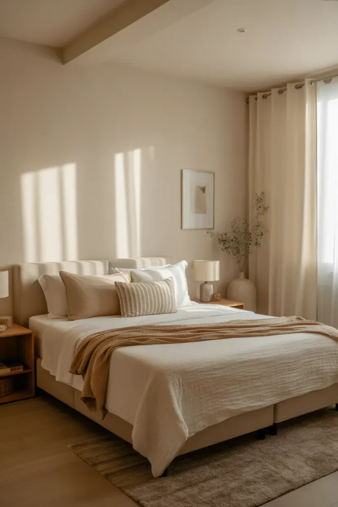 full size bed in small room