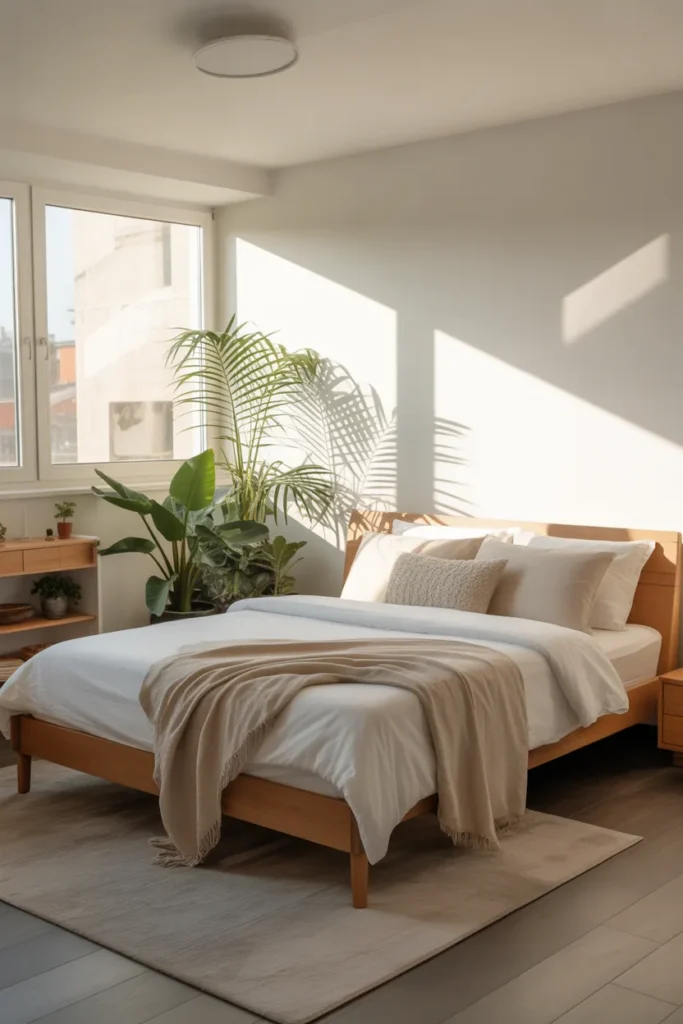 full size bed in small room