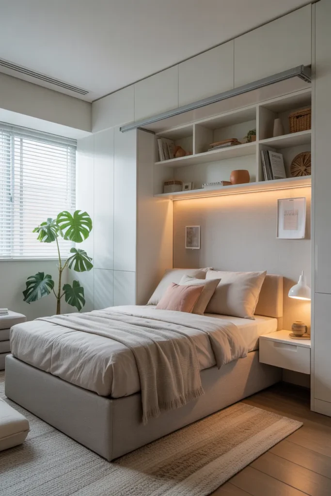full size bed in small room