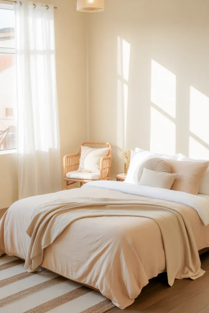 full size bed in small room