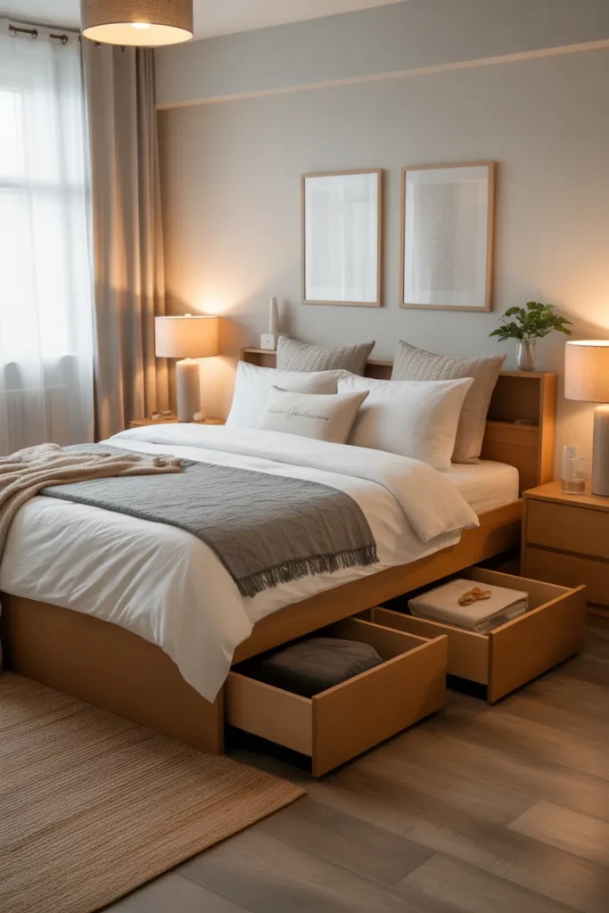 full size bed in small room