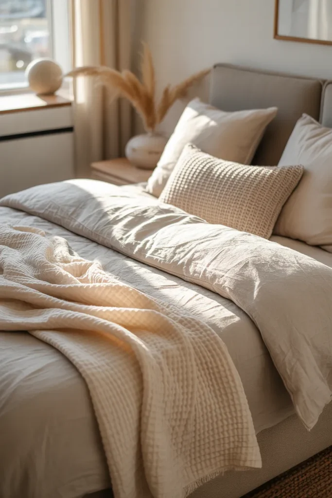 full size bed in small room