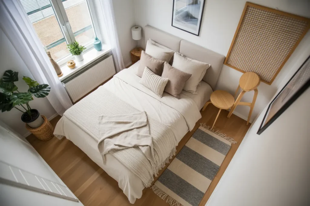 small room with queen bed ideas