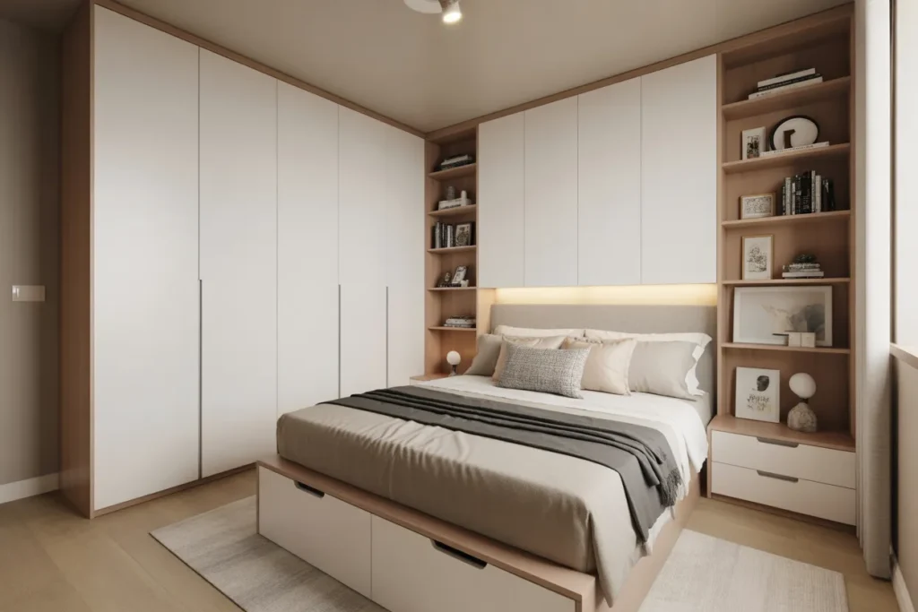 small room with queen bed ideas