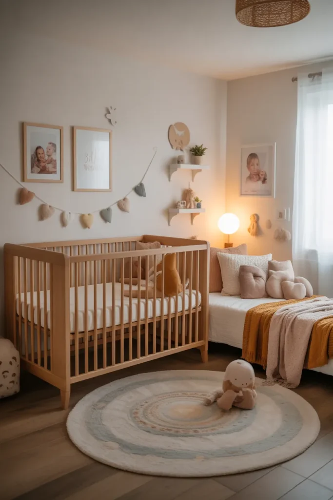 baby room with guest bed