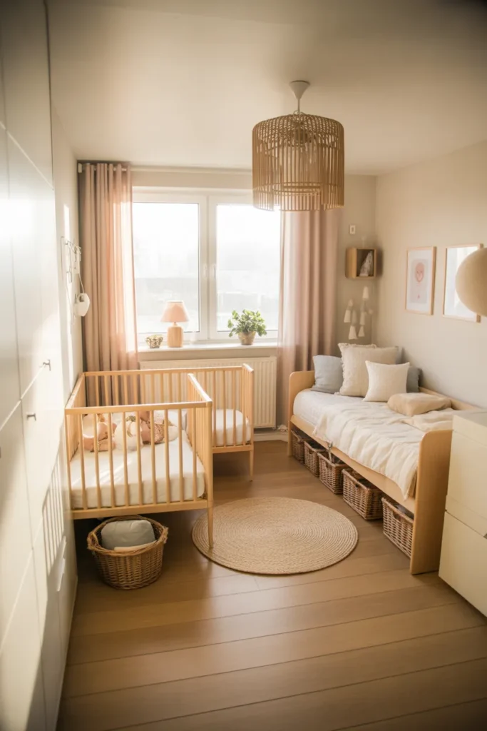baby room with guest bed