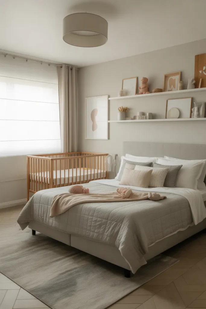 baby room with guest bed