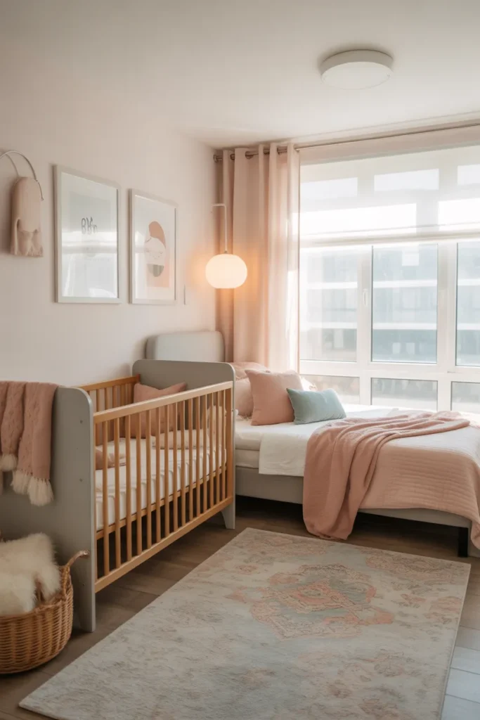 baby room with guest bed