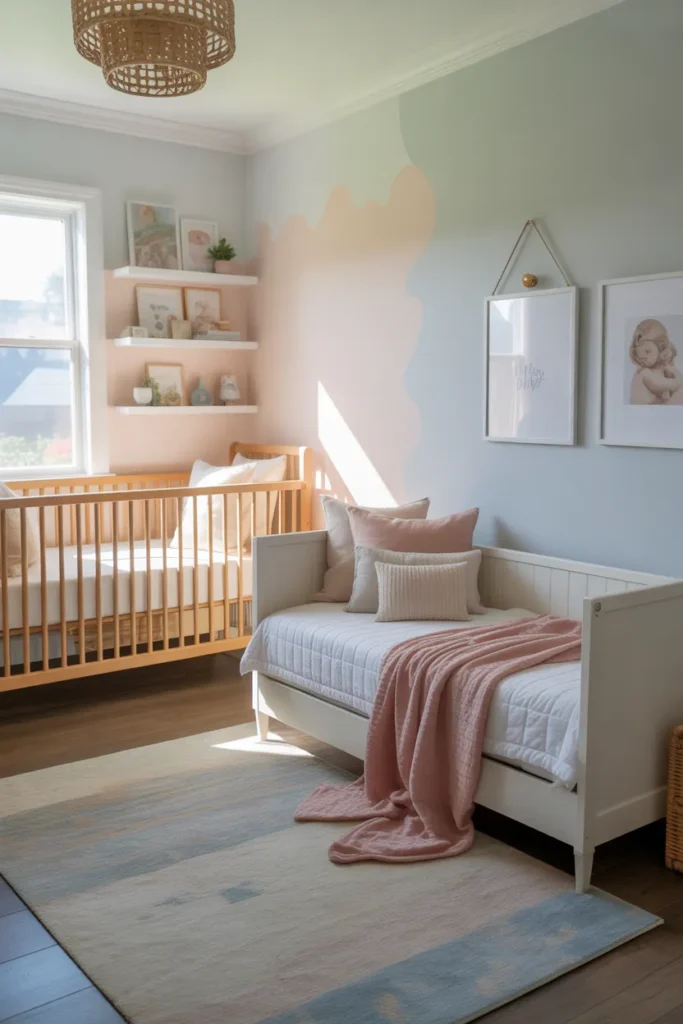 baby room with guest bed