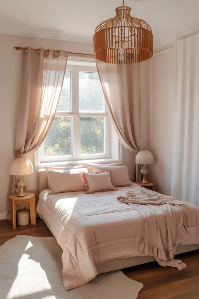 bed against window small room