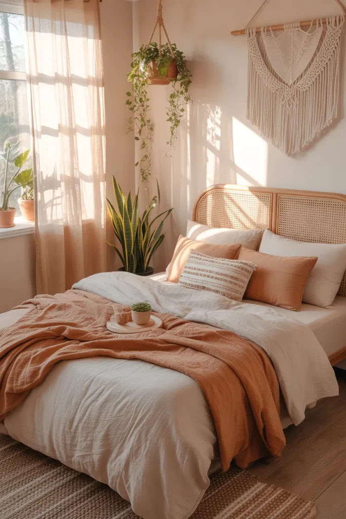 bed against window small room