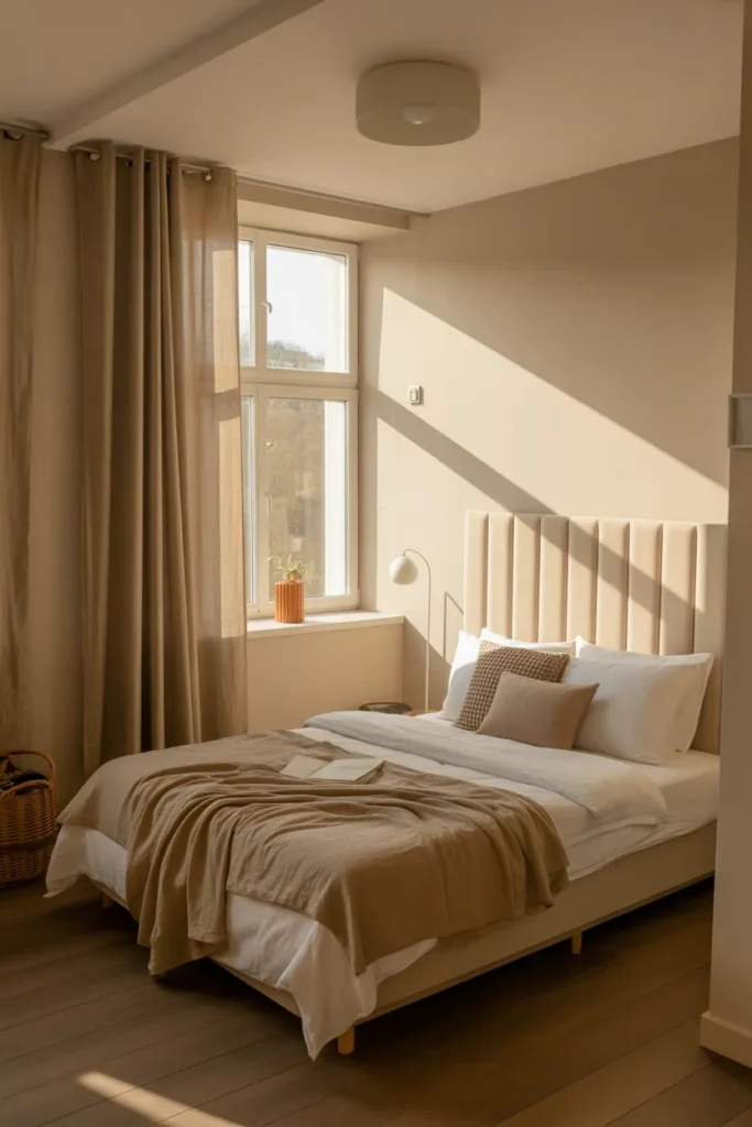 bed against window small room