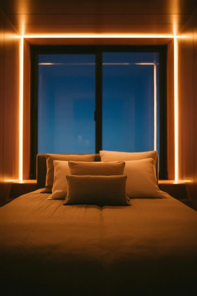 bed against window small room