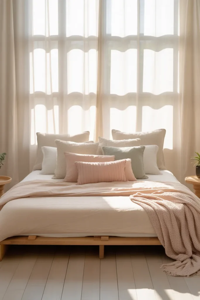 bed against window small room