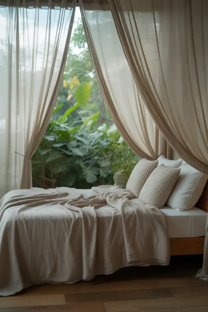 bed against window small room